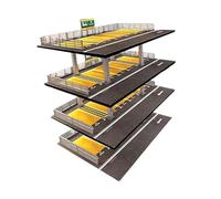 MotiveTech 1/64 Scale Diecast Model Car Display Case Garage Display Case with Parking Lot Scene Desktop Decor for Model Collectors Gifts, American 4 Layer
