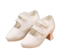 MotiveTech 1 Piece Resin Doll High Heeled Shoes with Sleek Pointed Toe and Decorative Cutout Sections for 1/4 Scale Female BJD Dolls Featuring Satin Like Textile, White
