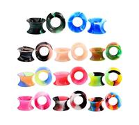 MotiveTech 11 Pairs Flexible Silicone Flared Plugs Tunnel Ear Gauge Stretching, 16mm