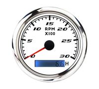 MotiveTech 12V/24V Car RPM Gauge, 0 to 30 white