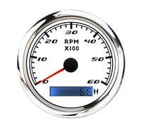 MotiveTech 12V/24V Car RPM Gauge, 0 to 60 white