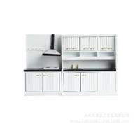 MotiveTech 2 Pieces Dollhouse Kitchen Set with Sink 1:12 Scale Miniature Kitchen with Range Hood Modular Miniature Cooking Cabinet Set for Collectors, Hobbyists, White