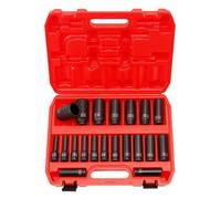 MotiveTech 20 Pieces Wrench Set Air Impact Socket Kit Socket Set Impact Sockets for 1 2 Inch Impact Tools Chrome Molybdenum Steel with Organizer Case Suitable, Spline Socket Set 8-32mm