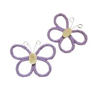 MotiveTech 2PCS Butterfly Wall Decor Bohemian Modern Craft Ornament for Office Bedroom Indoor Nursery Gift, Purple