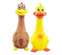 MotiveTech 2Pcs Rubber Screaming Chicken Duck Squeaky Dog Fun Toys,