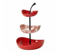 MotiveTech 3 Tier Fruit Plate Space Saving Ceramic Fruit Bowl with Stand Stable Tiered Serving Tray for Hosts, Reception Counter, 3-Tier, Normal PACK