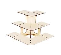 MotiveTech 3-Tier Portable Wooden Tabletop Display Stand for Vendor Events, 3-Tier Corner Display Stand for Farmers Market, Arc wood color