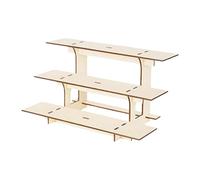 MotiveTech 3-Tier Portable Wooden Tabletop Display Stand for Vendor Events, 3-Tier Corner Display Stand for Farmers Market, Straight wood color