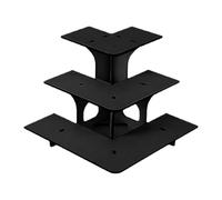 MotiveTech 3-Tier Portable Wooden Tabletop Display Stand for Vendor Events, 3-Tier Corner Display Stand for Farmers Market, Arc black