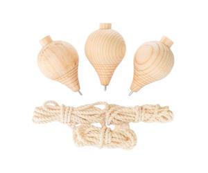MotiveTech 3 Unpainted Wooden Tops, Hand-Carved with Pointed Tips, for Children's Parties