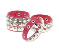 MotiveTech 3Pcs Fashionable Wraps in PU Leather for Adults Cosplay Event, Red Pink