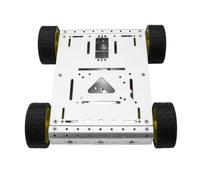 MotiveTech 4WD Mobile Robot Chassis Customizable Robot Chassis with Rubber Tires Robotics Project Base for Classroom, Silver