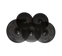 MotiveTech 5 Piece Mute Cymbal Collection for Drummer Training with Various Sizes Including Hi Hat And Crash, Black