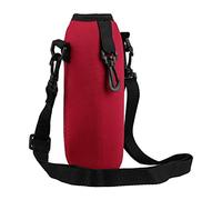 MotiveTech 500ml Neoprene Water Bottle Holder, Insulated Water Bottle Bag Case, Adjustable Shoulder Strap And Locking Hook, Red