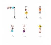 MotiveTech 6 Pieces Miniature Traffic Sign Realistic Detail Miniature Traffic Sign Set Handmade Diorama Street Signpost for Designers