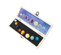 MotiveTech 9Pcs Crystal Ball of Nine Planets in The Solar System with Wood Box,Solar System