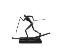 MotiveTech Abstract Figure Sculpture Modern Statue Art Figurine Decor With Cast Iron Construction And Marble Base Stable, Black, A-style Black Marble Base 40 11 26.5cm