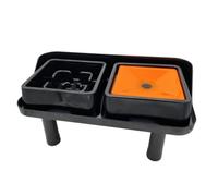 MotiveTech Adjustable Dog Feeding Table with Bowls Stable Height-Adjustable Dog Bowl Stand Indoor Raised Pet Feeder for Fast Eaters, C Set Square Slow Feeder Bowl + Square Water Bowl + Table