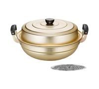 MotiveTech Aluminum with Lid, Universal Cooking Pot, Ideal for Making Rolls And Vegetables, Gold 38.5x23cm