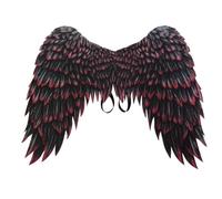 MotiveTech Angel Wing with Elastic Straps Foldable Angel Wing Printed Accessory for Cosplayers, Halloween, Black Red Angel Wings