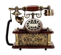 MotiveTech Antique Design Telephone Decorative Retro Telephone Ornate Dial Button Phone for Study, Living Room, Office, Wired Standard Version - Electronic Single Bell Version Leather Cord