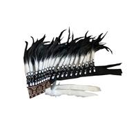 MotiveTech Artificial Feather Headdress Chief Costume Headpiece for Festival Masquerade, White Black