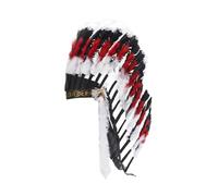 MotiveTech Artificial Feather Headdress Chief Costume Headpiece for Festival Masquerade, White Red