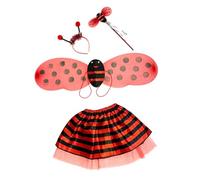 MotiveTech Bee Costume for Kids Animal Full Suit Cosplay Accessories Headband Skirt Mesh Satin Suitable for Birthday Party Carnival Photo Show, Red