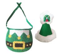 MotiveTech Bib with Hat, Winter Christmas Decoration for Small Dogs And Cats. Polyester Scarf for Parties And Festivals. Easy to Clean, green