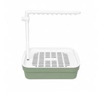 MotiveTech Bird Bathing Basin with Shower Rod for Small Birds Rectangular Bathing Tray with White Upper and Bi Color Lower Body with Spray Resistant Design, Grn Wht 10