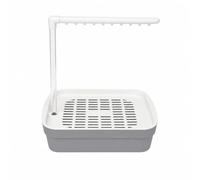 MotiveTech Bird Bathing Basin with Shower Rod for Small Birds Rectangular Bathing Tray with White Upper and Bi Color Lower Body with Spray Resistant Design, Gray Wht