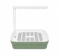 MotiveTech Bird Bathing Basin with Shower Rod for Small Birds Rectangular Bathing Tray with White Upper and Bi Color Lower Body with Spray Resistant Design, Grn Wht