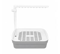MotiveTech Bird Bathing Basin with Shower Rod for Small Birds Rectangular Bathing Tray with White Upper and Bi Color Lower Body with Spray Resistant Design, Gray Wht 10
