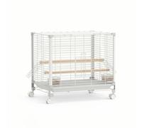MotiveTech Bird Cage Rolling Aviary Enclosure Habitat With Wheels Tray Perches Dishes For Parakeets And Cockatiels Metal Wire Frame Easy Clean Pull Out Tray, Array, White, Medium 61 43 55CM