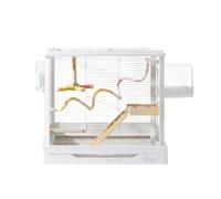 MotiveTech Bird Cage Spacious Birdcage Aviary Enclosure Habitat With Mess Containment Base Sturdy Wire Mesh And Easy Front Opening Made Of And Iron Suitable for, Array, White, Upgraded Package
