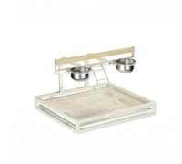MotiveTech Bird Cage Top Stand Stainless Steel Bowls Bird Cage Playstand with Feeder Cups Parakeet Perch Stage