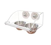 MotiveTech Bird Feeder for Cage, Bird Perch, Sharpener, Semi-Closed Stainless Steel Double Bowls, Water And Food for Birds