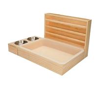MotiveTech Bunny Feeder Manger Bunnies Hamster Wooden Hay Feeder with Litter Box