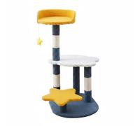 MotiveTech Cat Climbing Structure Cat With Sisal Rope Poles Perch Levels Tethered Toy And suitable for indoor cats bedrooms pet lounges, Blue, Yellow, Star Moon Cloud Style