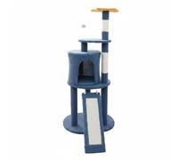 MotiveTech Cat Climbing Structure Cat With Sisal Rope Poles Perch Levels Tethered Toy And suitable for indoor cats bedrooms pet lounges, Blue, Star Moon Four-Layer Cat Cave Climbing Frame