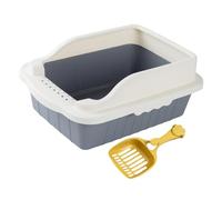 MotiveTech Cat Litter Tray Cat Litter Tray with Open Design High Walls Removable PP Material Versatile Suitable for Small Pets Came, Gray L 50x35x18cm