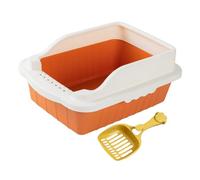 MotiveTech Cat Litter Tray Cat Litter Tray with Open Design High Walls Removable PP Material Versatile Suitable for Small Pets Came, Orange L 50x35x18cm
