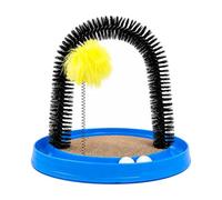 MotiveTech Cat Scratching and Play Toy Stable Cat Scratcher with Rolling Ball Track for Curious Cats, Blue