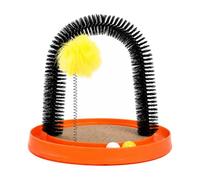 MotiveTech Cat Scratching and Play Toy Stable Cat Scratcher with Rolling Ball Track for Curious Cats, Orange