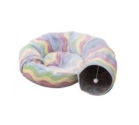 MotiveTech Cat Tunnel Bed Soft Padded Cat Bed Tunnel Textile Exterior Pet Shelter, Rainbow Striped Snail