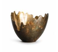 MotiveTech Centerpiece Bowl Distressed Fruit Bowl Irregular Decorative Vessel for Decorators, Homeowners, Dining Table, 24 23 H17cm, C-Type Gold Small