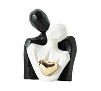 MotiveTech Ceramic Embracing Couple Statue, Tabletop Ornament, Versatile, Elegant, Romantic, for Shelf Display, 7.2 X 9.5 Cm, Modern, Black and White