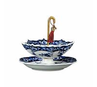 MotiveTech Ceramic Infuser Tea Strainer Sieve with Blue and White Porcelain Pattern and Umbrella Shape for Smooth and Leaf Separation Suitable for Traditional Tea use