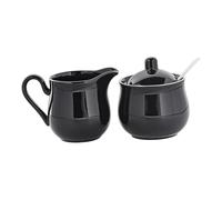 MotiveTech Ceramic Sugar and Creamer Set with Cream Pitcher and Sugar Jug Simple Ceramic Coffee Bar Accessories for Coffee Bar, Tea Time, Kitchen Serving, Gifts for Home Decor, Black