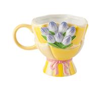 MotiveTech Ceramic Tulips Drinkware with Easy Grip, for Various Occasions, Yellow